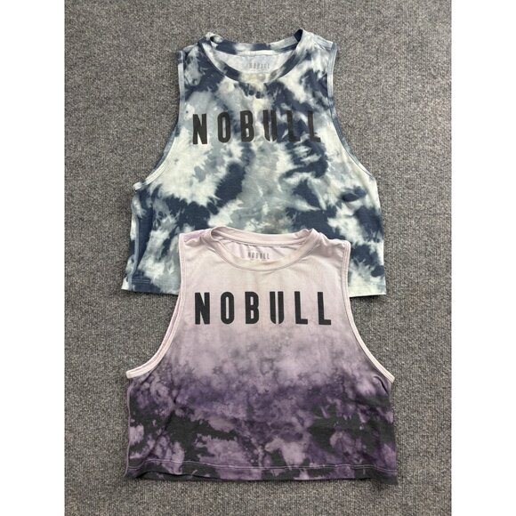 NOBULL Tops - NOBULL Tank Top Lot Womens Small Blue Purple Tie Dye Cropped Sleeveless Athletic